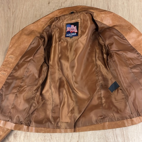 USA Rustic Lined Leather Jacket Women’s Medium Color Butterscotch Tarnished Worn - Picture 5 of 10